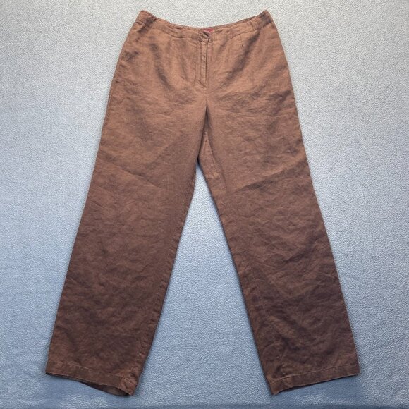 Merona Wide Leg Dress Pants,Lined Women's Size 14 Brown Pants,100% Linen - Picture 9 of 9